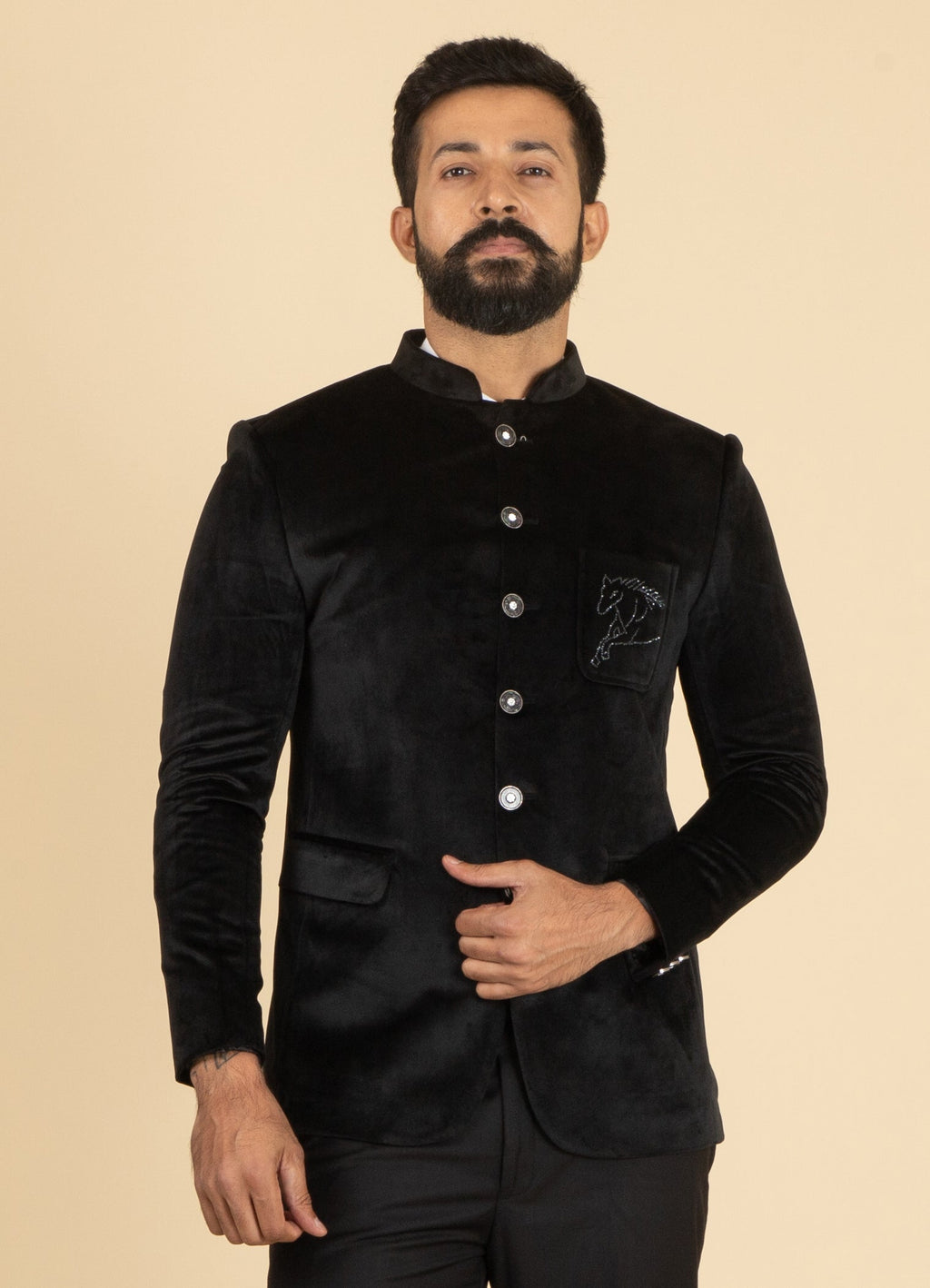 MLS VELVET JODHPURI COAT 1PC