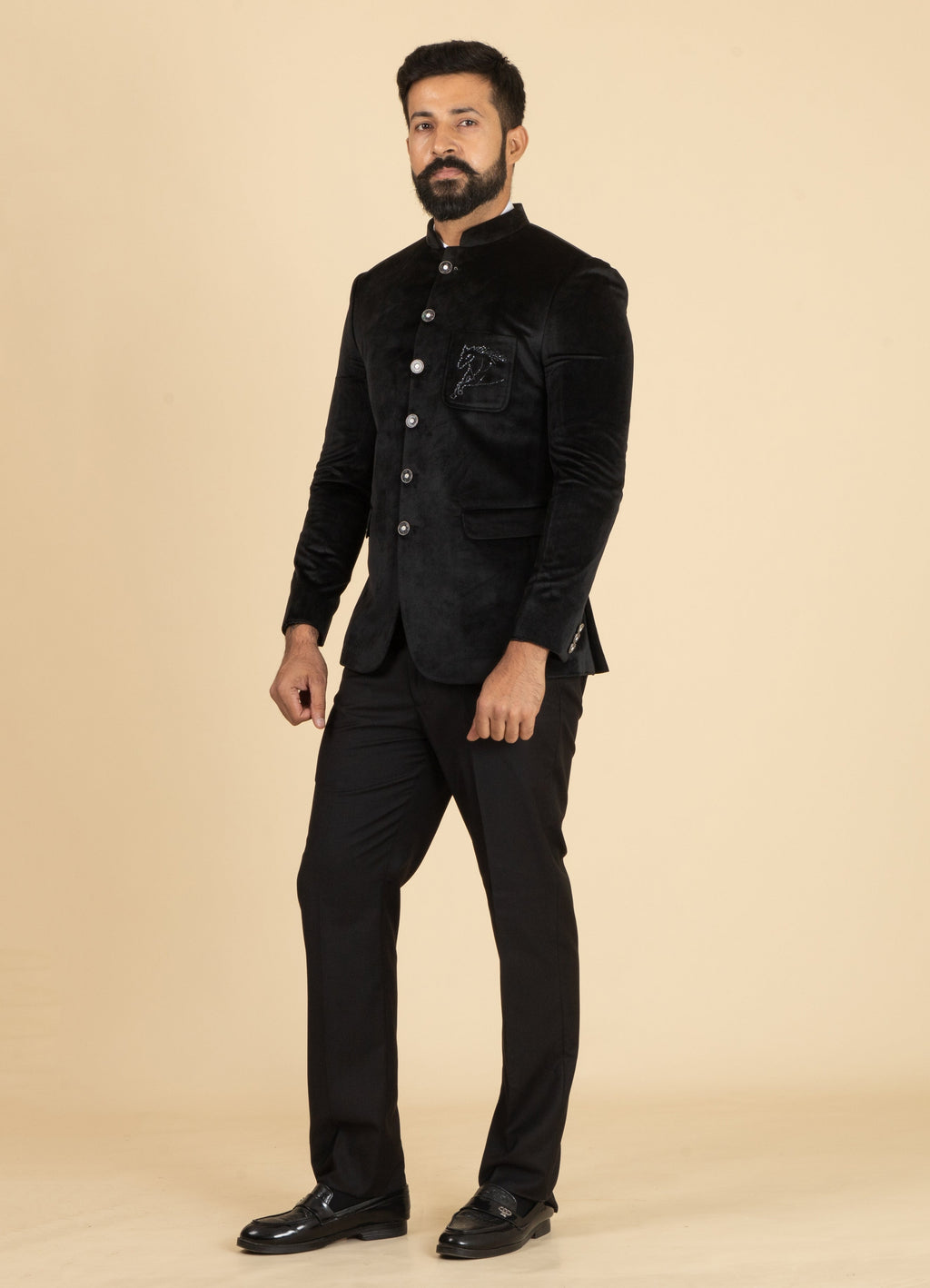 MLS VELVET JODHPURI COAT 1PC